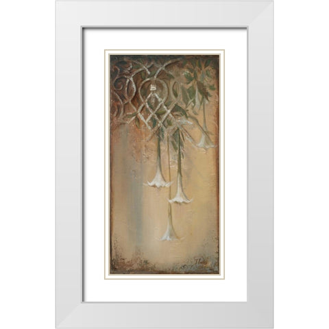 Ornaments and Campanula II White Modern Wood Framed Art Print with Double Matting by Pinto, Patricia