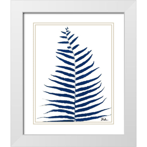 Indigo Ferns II White Modern Wood Framed Art Print with Double Matting by Pinto, Patricia