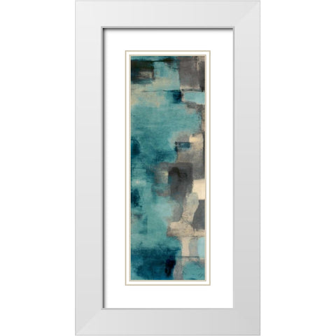 Downtown Blue Rain I White Modern Wood Framed Art Print with Double Matting by Loreth, Lanie