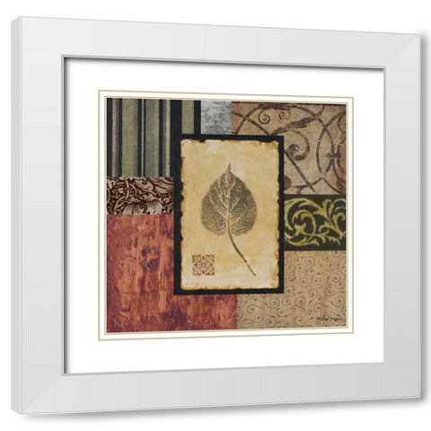 September Leaf White Modern Wood Framed Art Print with Double Matting by Marcon, Michael