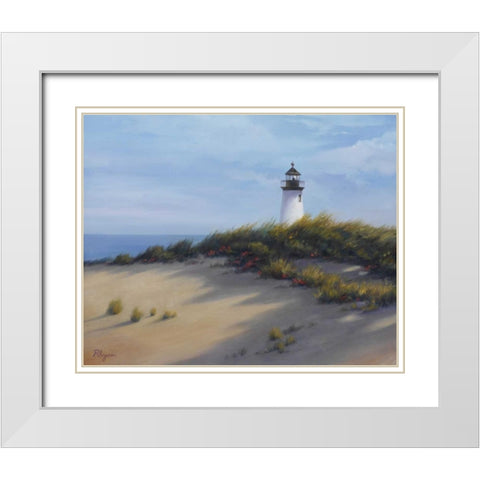 Lighthouse on the Shore White Modern Wood Framed Art Print with Double Matting by Rhyan, Vivien