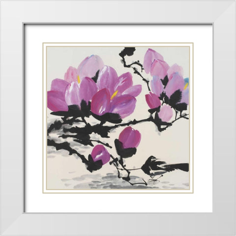 Sakura I White Modern Wood Framed Art Print with Double Matting by Urban Pearl Collection, Llc