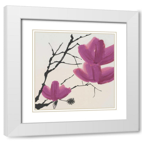 Sakura II White Modern Wood Framed Art Print with Double Matting by Urban Pearl Collection, Llc