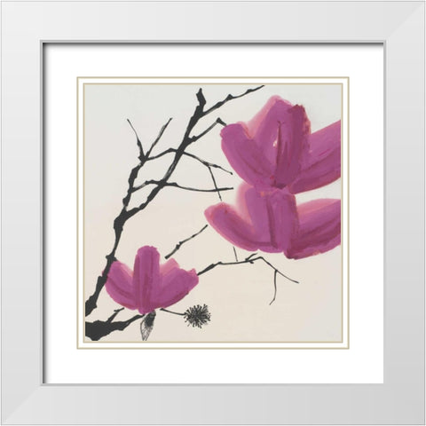 Sakura II White Modern Wood Framed Art Print with Double Matting by Urban Pearl Collection, Llc
