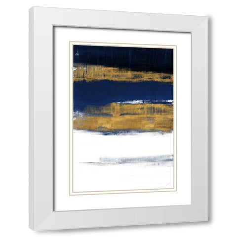 Midnight Gold Rain II White Modern Wood Framed Art Print with Double Matting by Loreth, Lanie