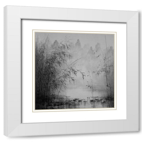 Bamboo River I White Modern Wood Framed Art Print with Double Matting by Urban Pearl Collection, Llc