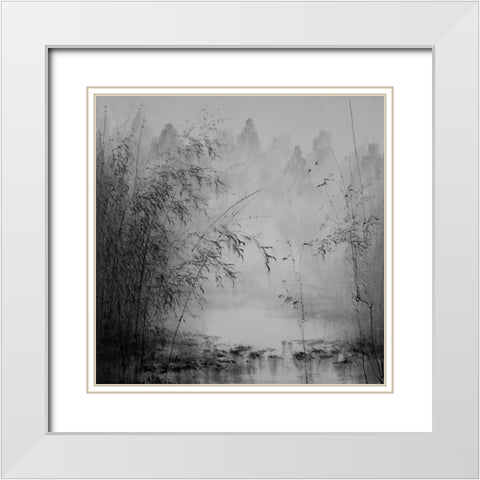 Bamboo River I White Modern Wood Framed Art Print with Double Matting by Urban Pearl Collection, Llc