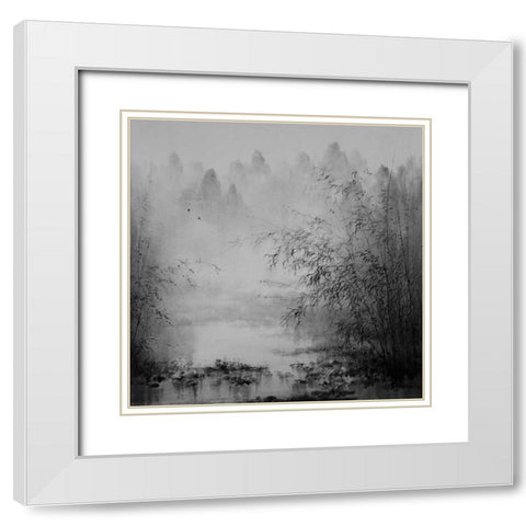 Bamboo River II White Modern Wood Framed Art Print with Double Matting by Urban Pearl Collection, Llc
