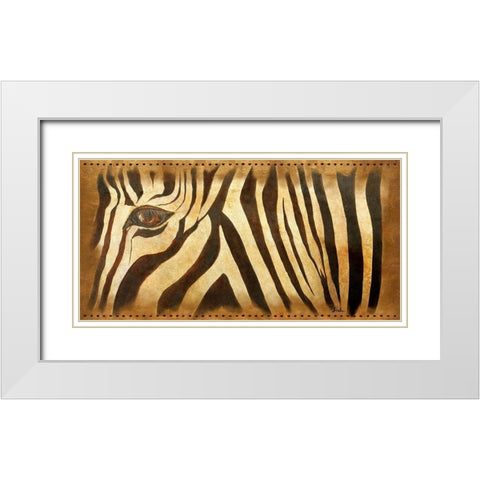 Zebra Eye White Modern Wood Framed Art Print with Double Matting by Pinto, Patricia