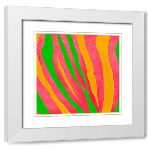 Psychedelic Zebra Print II White Modern Wood Framed Art Print with Double Matting by Pinto, Patricia