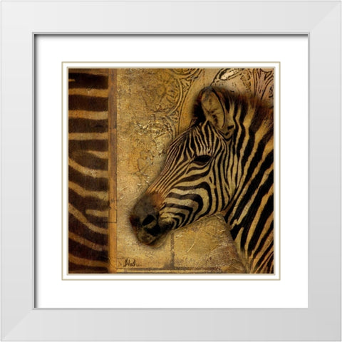 Elegant Safari I - Zebra White Modern Wood Framed Art Print with Double Matting by Pinto, Patricia