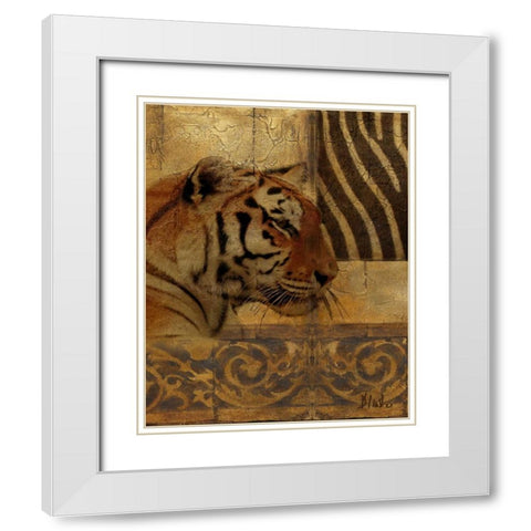 Elegant Safari II-Tiger White Modern Wood Framed Art Print with Double Matting by Pinto, Patricia