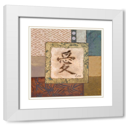 Love White Modern Wood Framed Art Print with Double Matting by Marcon, Michael