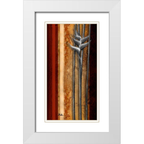Heliconias and Stripes I White Modern Wood Framed Art Print with Double Matting by Pinto, Patricia