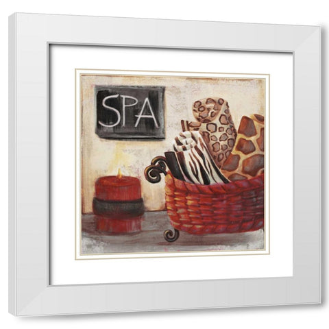 Red Jungle Spa I White Modern Wood Framed Art Print with Double Matting by Hakimipour-Ritter