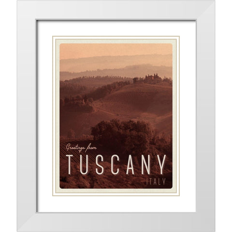 Greetings from Tuscany White Modern Wood Framed Art Print with Double Matting by Lake, Shelley