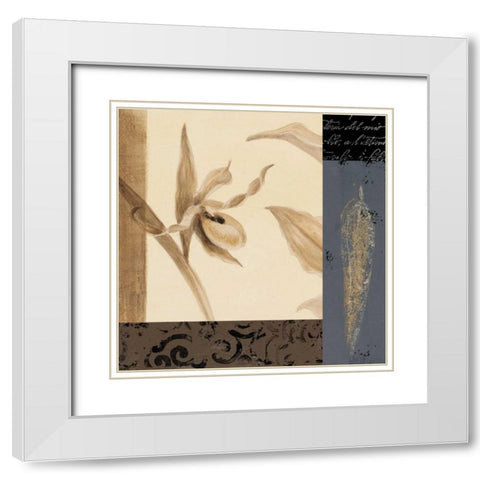 Orchid Collage II White Modern Wood Framed Art Print with Double Matting by Loreth, Lanie