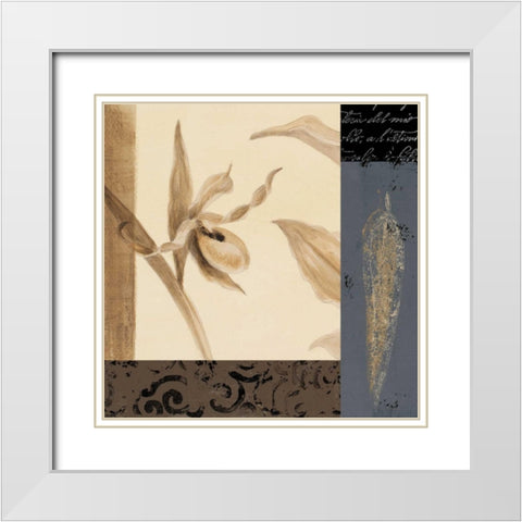 Orchid Collage II White Modern Wood Framed Art Print with Double Matting by Loreth, Lanie