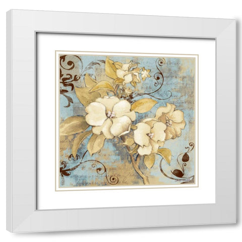 Blue Fragrant Notes I White Modern Wood Framed Art Print with Double Matting by Loreth, Lanie