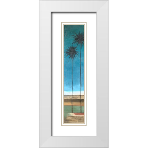 Thin Palms I - In Coastal Colors White Modern Wood Framed Art Print with Double Matting by Pinto, Patricia