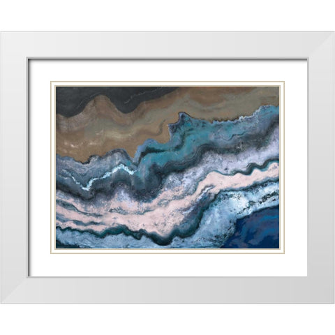 Blue Tierra White Modern Wood Framed Art Print with Double Matting by Pinto, Patricia