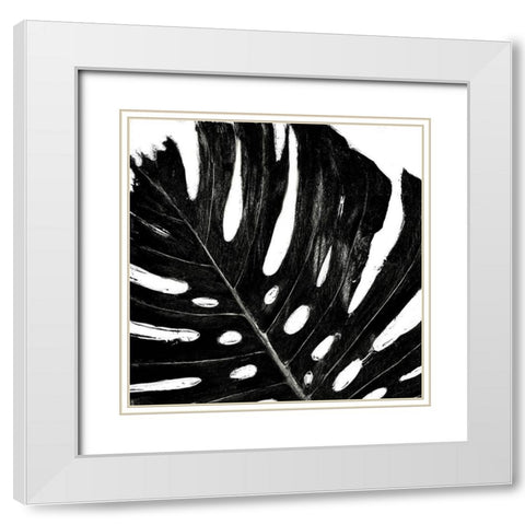 Organic Black Leaf I White Modern Wood Framed Art Print with Double Matting by Pinto, Patricia