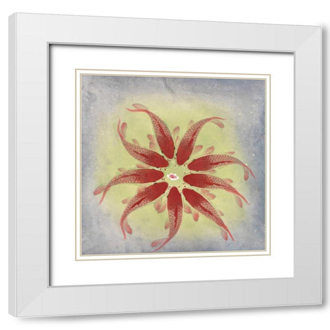 Synchronized Koi White Modern Wood Framed Art Print with Double Matting by Urban Pearl Collection, Llc