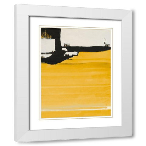 Yellow Abstract Vertical II White Modern Wood Framed Art Print with Double Matting by Urban Pearl Collection, Llc
