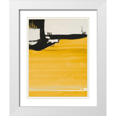 Yellow Abstract Vertical II White Modern Wood Framed Art Print with Double Matting by Urban Pearl Collection, Llc