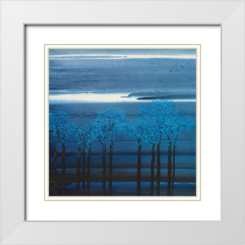 Indigo Forest I White Modern Wood Framed Art Print with Double Matting by Urban Pearl Collection, Llc