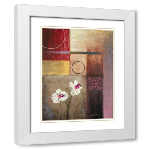 Flowers and Abstract Study I White Modern Wood Framed Art Print with Double Matting by Marcon, Michael