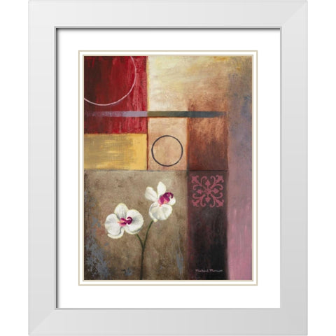 Flowers and Abstract Study I White Modern Wood Framed Art Print with Double Matting by Marcon, Michael