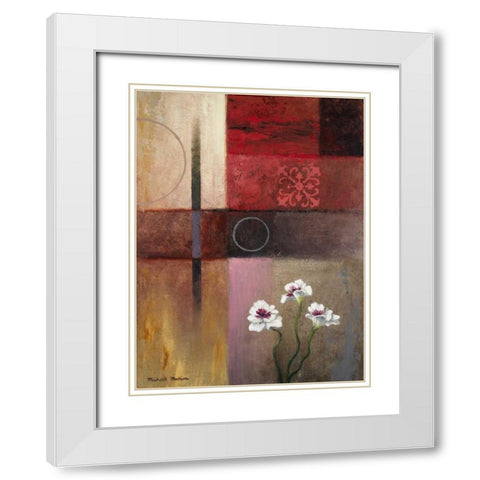 Flowers and Abstract Study II White Modern Wood Framed Art Print with Double Matting by Marcon, Michael
