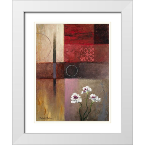 Flowers and Abstract Study II White Modern Wood Framed Art Print with Double Matting by Marcon, Michael