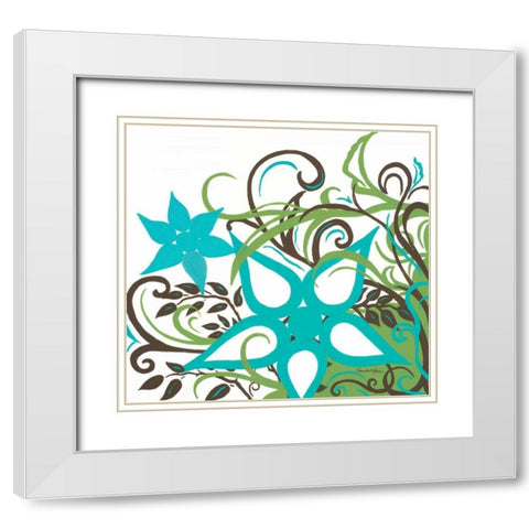 Floral Twist I White Modern Wood Framed Art Print with Double Matting by Hakimipour-Ritter