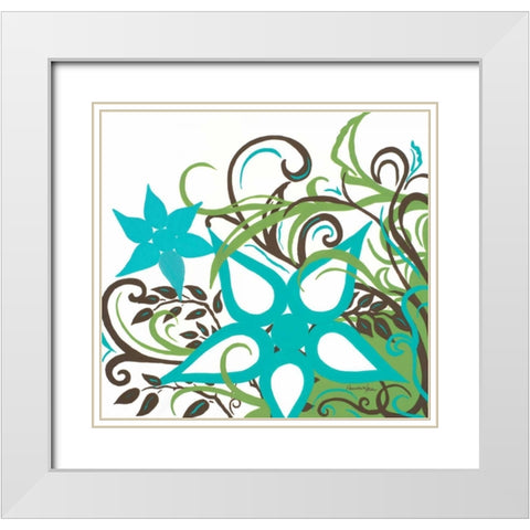 Floral Twist I White Modern Wood Framed Art Print with Double Matting by Hakimipour-Ritter