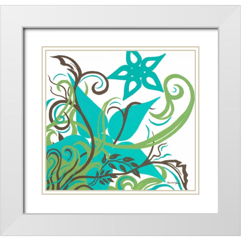 Floral Twist II White Modern Wood Framed Art Print with Double Matting by Hakimipour-Ritter
