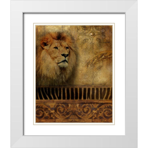 Elegant Safari IV White Modern Wood Framed Art Print with Double Matting by Pinto, Patricia