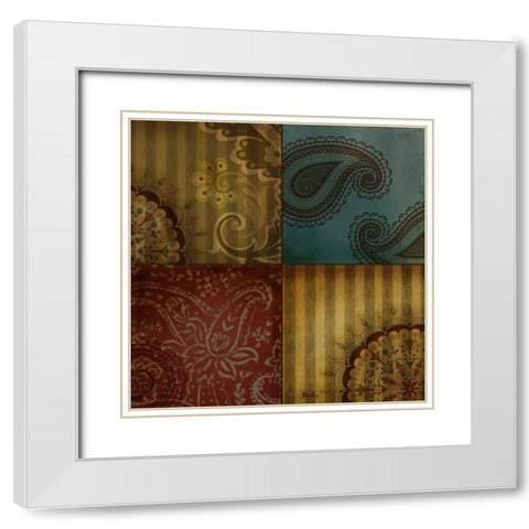 Paisley Squares I White Modern Wood Framed Art Print with Double Matting by Pinto, Patricia