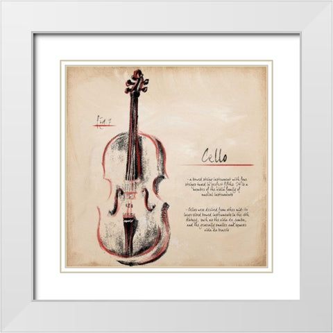 Cello White Modern Wood Framed Art Print with Double Matting by Hakimipour-Ritter
