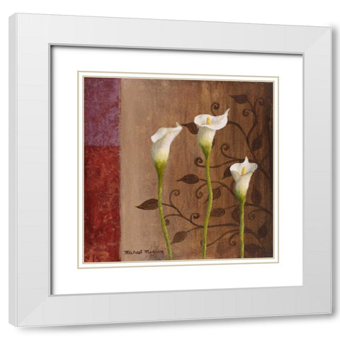 Calla Lilies I White Modern Wood Framed Art Print with Double Matting by Marcon, Michael