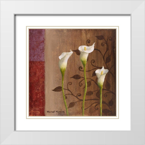 Calla Lilies I White Modern Wood Framed Art Print with Double Matting by Marcon, Michael