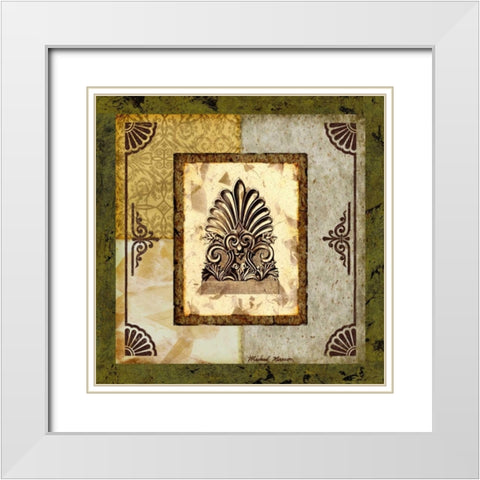 Antefix II White Modern Wood Framed Art Print with Double Matting by Marcon, Michael