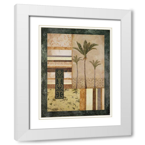 Nikau Palm White Modern Wood Framed Art Print with Double Matting by Marcon, Michael