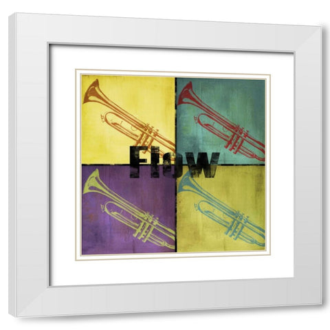 Flow Color Blocks White Modern Wood Framed Art Print with Double Matting by Hakimipour-Ritter