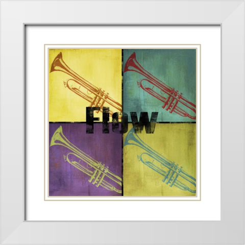Flow Color Blocks White Modern Wood Framed Art Print with Double Matting by Hakimipour-Ritter