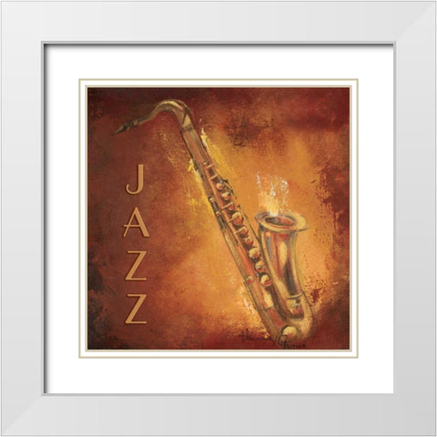 Jazz White Modern Wood Framed Art Print with Double Matting by Hakimipour-Ritter