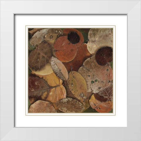 Scattered Leaves I White Modern Wood Framed Art Print with Double Matting by Pinto, Patricia