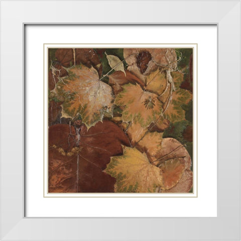 Scattered Leaves II White Modern Wood Framed Art Print with Double Matting by Pinto, Patricia