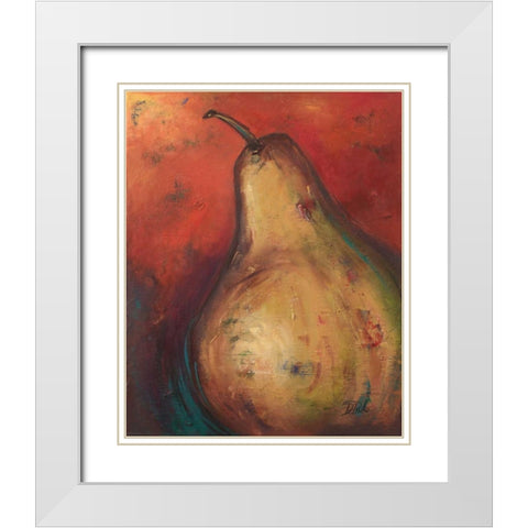 Pear II White Modern Wood Framed Art Print with Double Matting by Pinto, Patricia